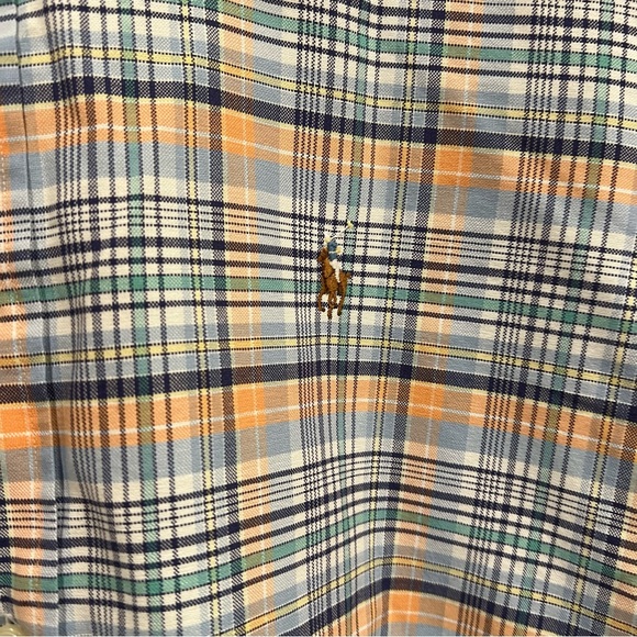 Ralph Lauren Orange and Blue Plaid Men’s‎ button up Shirt Large - Picture 3 of 4
